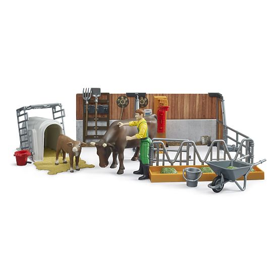 Bruder Étable pour bétail avec figurines et accessoires
