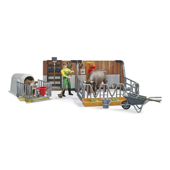 Bruder Étable pour bétail avec figurines et accessoires