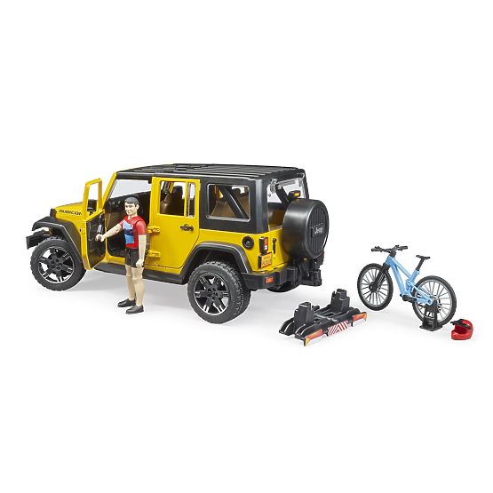 Bruder Jeep Wrangler Rubicon avec cycliste et vélo
