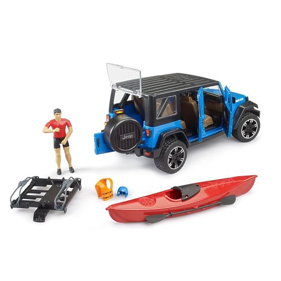 Bruder Jeep Wrangler Rubicon avec kayak et figurine 1:16