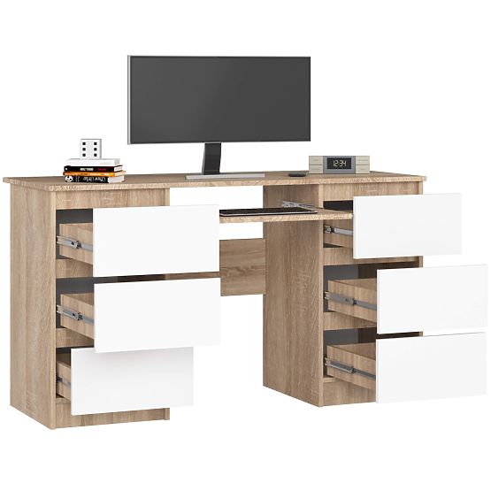 BUREAU A-11 CLP 6TIROIRS CHÊNE SONOMA / BLANC