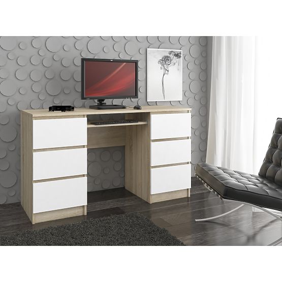 BUREAU A-11 CLP 6TIROIRS CHÊNE SONOMA / BLANC