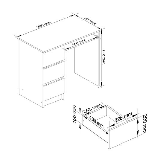 BUREAU A-6 CLP CAPPUCCINO GAUCHE