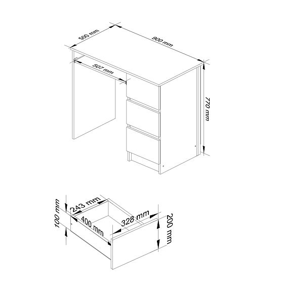 BUREAU A-6 CLP CHÊNE ARTISAN DROIT