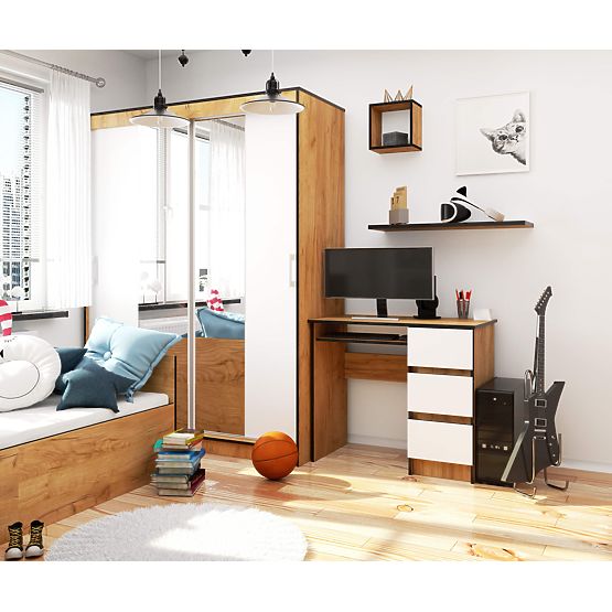 BUREAU A-6 CLP CHÊNE CRAFT / BLANC DROIT