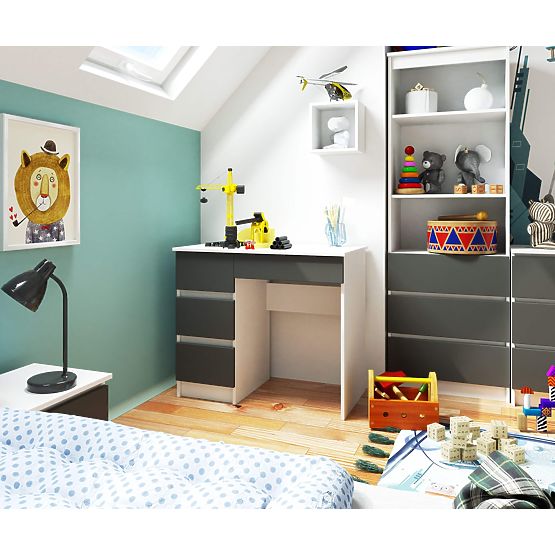BUREAU A-7 CLP PK BLANC / GRIS GAUCHE