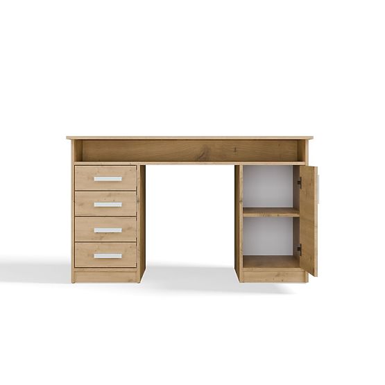 BUREAU ADA CHÊNE ARTISAN 125 Cm 4 Tiroirs Armoire Étagères Pour Bureau Chambre Pour Ordinateur Porta