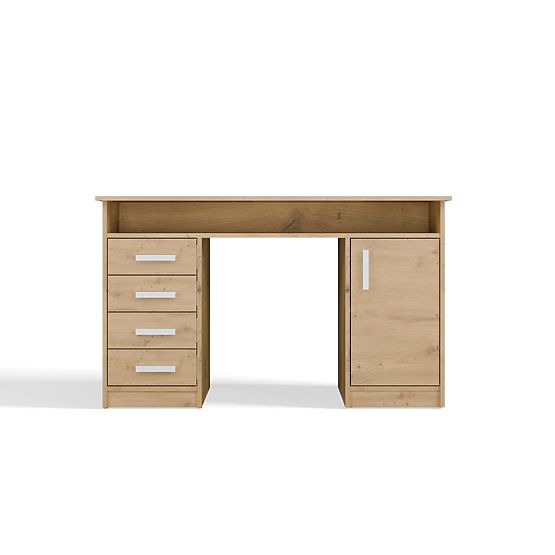 BUREAU ADA CHÊNE ARTISAN 125 Cm 4 Tiroirs Armoire Étagères Pour Bureau Chambre Pour Ordinateur Porta