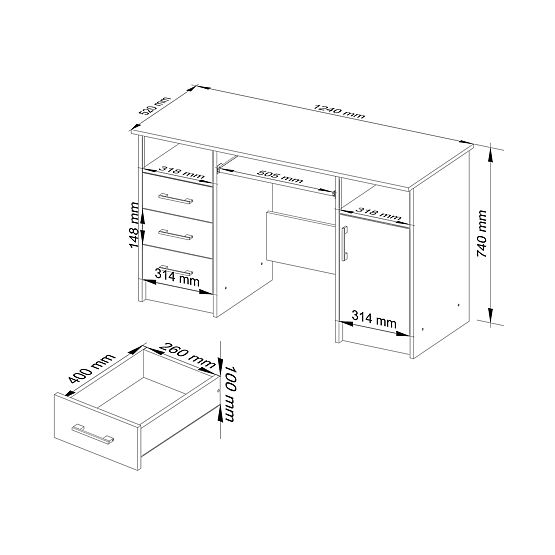 BUREAU ANA PK BLANC / GRIS