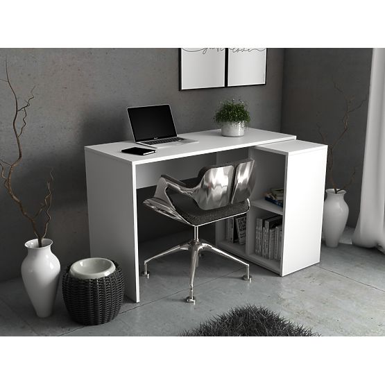 Bureau blanc avec étagère Simply