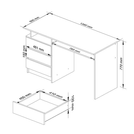 BUREAU CLP 135cm PK AULNE