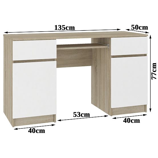 BUREAU CLP A5 2D 2T PK SONOMA / BLANC