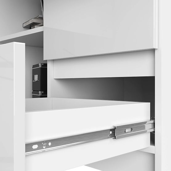 BUREAU D'ANGLE B16 124 cm DROIT 3 TIROIRS PK BLANC / BLANC BRILLANT