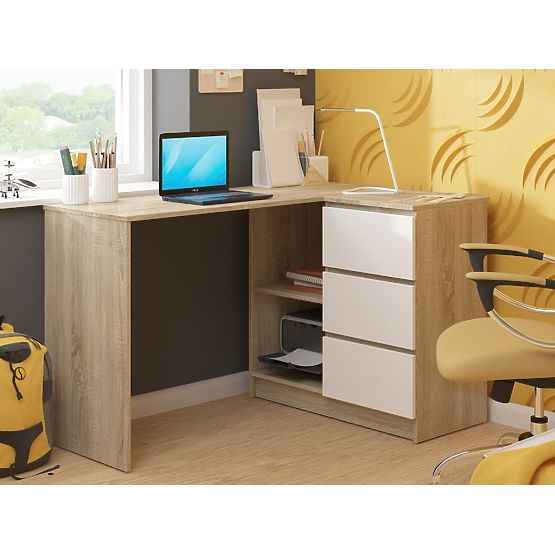 BUREAU D'ANGLE B16 CLP DROIT PK SONOMA / BLANC