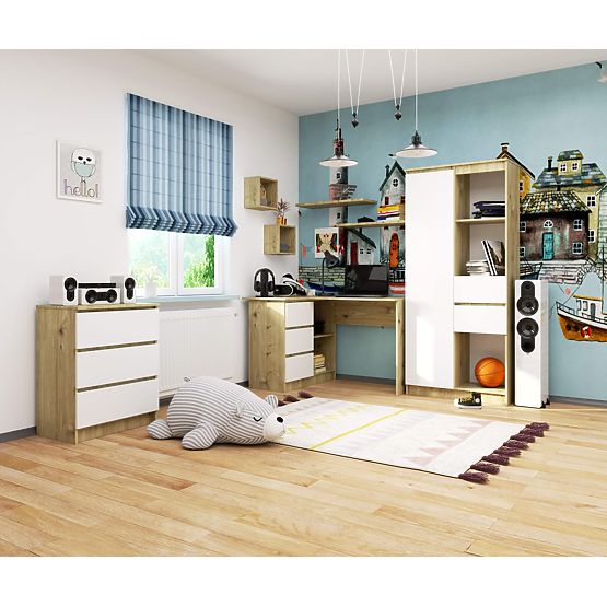 BUREAU D'ANGLE B16 CLP GAUCHE CHÊNE ARTISAN / BLANC