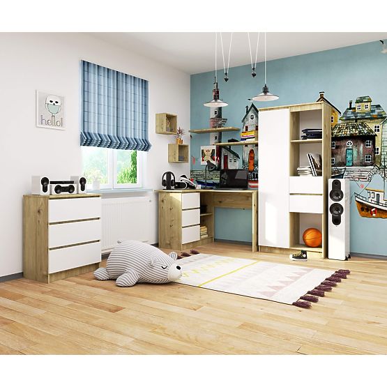 BUREAU D'ANGLE B16 CLP GAUCHE CHÊNE ARTISAN / BLANC