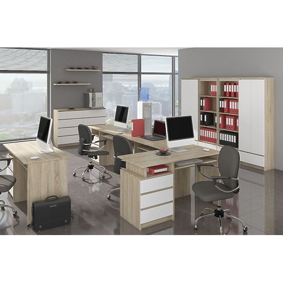 BUREAU D'ANGLE B20 155 cm GAUCHE PK SONOMA / BLANC