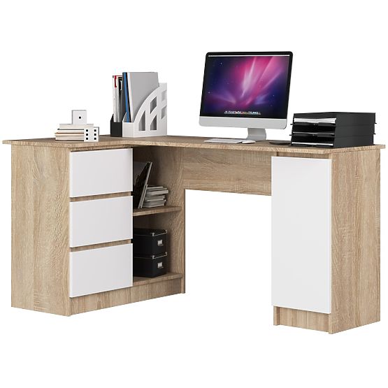 BUREAU D'ANGLE B20 155 cm GAUCHE PK SONOMA / BLANC