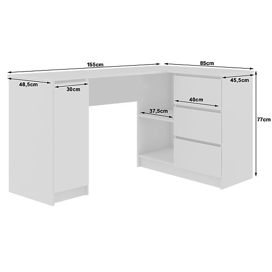 BUREAU D'ANGLE B20 CLP DROIT SONOMA / BLANC