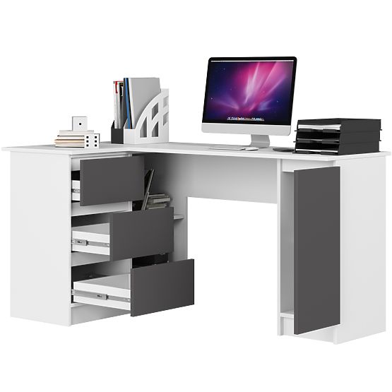 BUREAU D'ANGLE B20 CLP GAUCHE BLANC / GRIS GRAPHITE