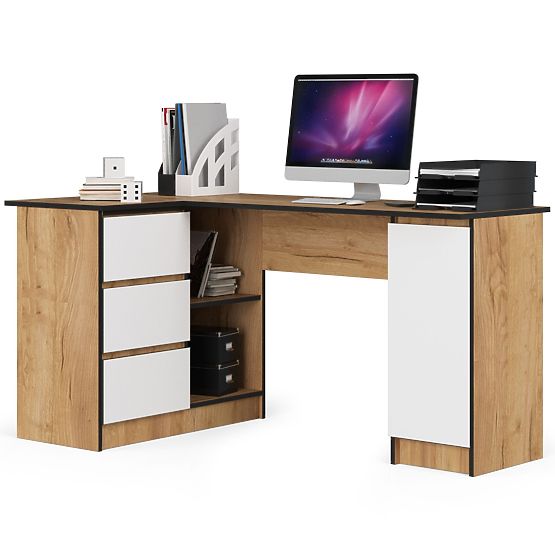 BUREAU D'ANGLE B20 CLP GAUCHE PK CHÊNE CRAFT / BLANC