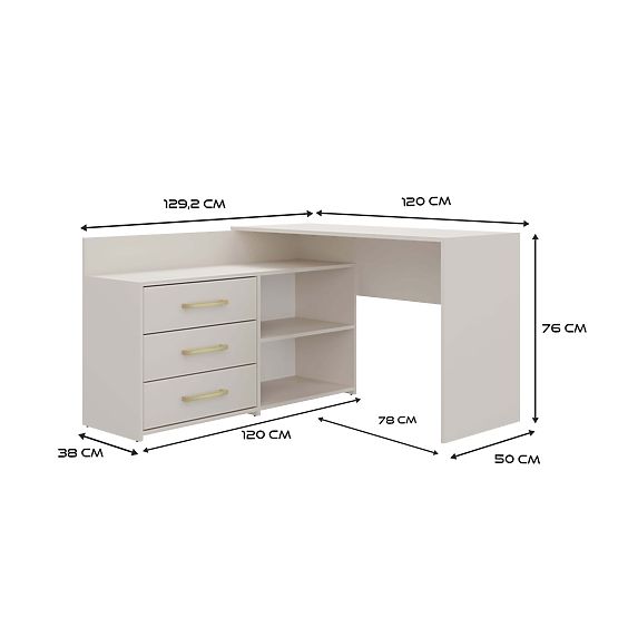Bureau d'angle DANY BEIGE CACHEMIRE