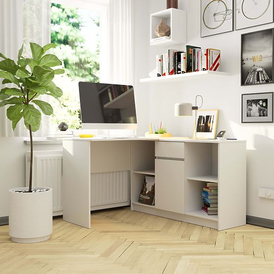 BUREAU D'ANGLE - ENSEMBLE B-17 COMMODE ET BUREAU PK BLANC