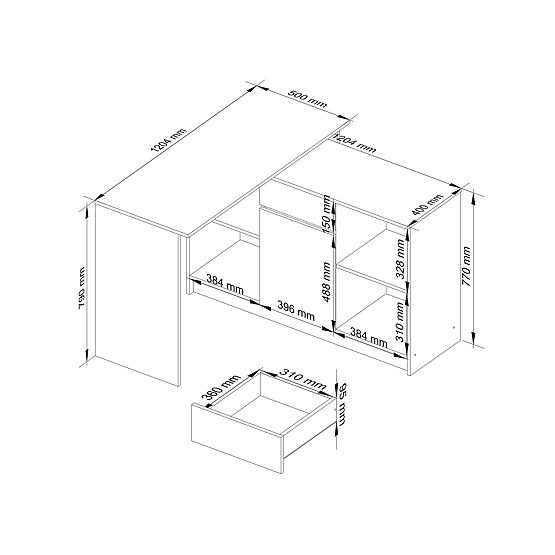 BUREAU D'ANGLE - ENSEMBLE B-17 COMMODE ET BUREAU PK BLANC