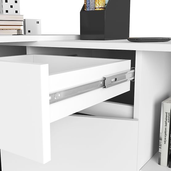 BUREAU D'ANGLE - ENSEMBLE B-17 COMMODE ET BUREAU PK BLANC