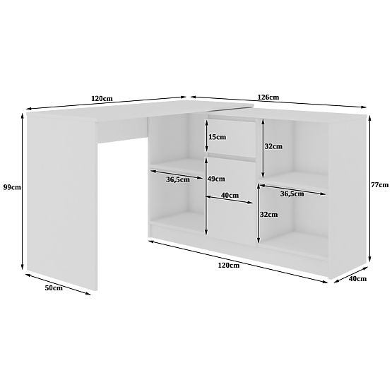 BUREAU D'ANGLE - ENSEMBLE B-17 COMMODE ET BUREAU PK BLANC