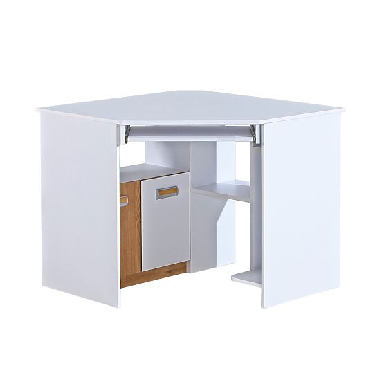 Bureau d'angle L11 - blanc / chêne nash