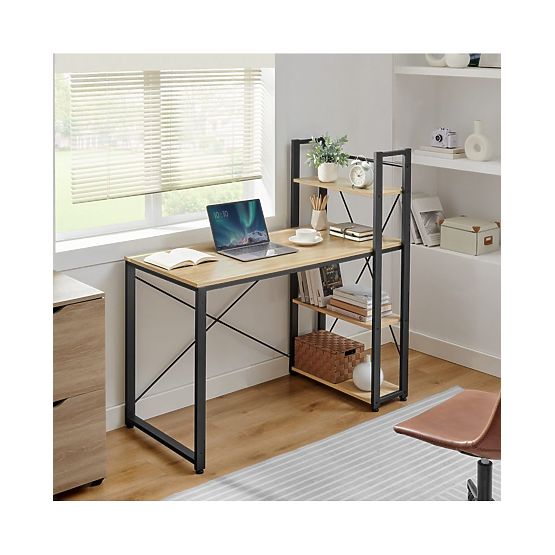 Bureau d'ordinateur avec étagère et pieds réglables chêne sonoma