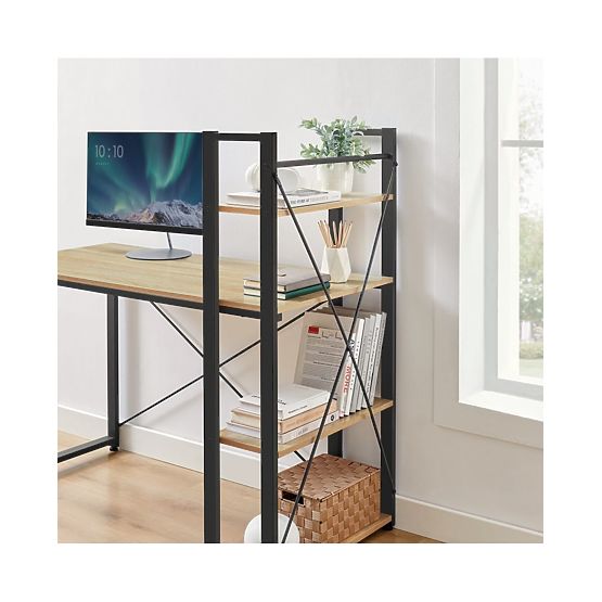 Bureau d'ordinateur avec étagère et pieds réglables chêne sonoma