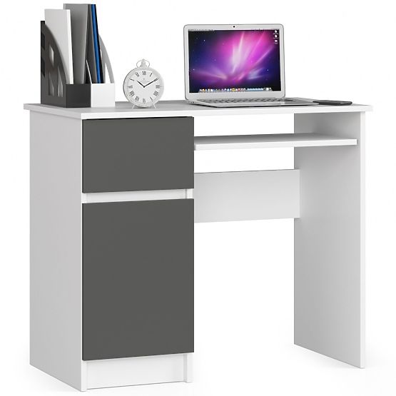 BUREAU D'ORDINATEUR PIKSEL BLANC / GRIS - GAUCHE