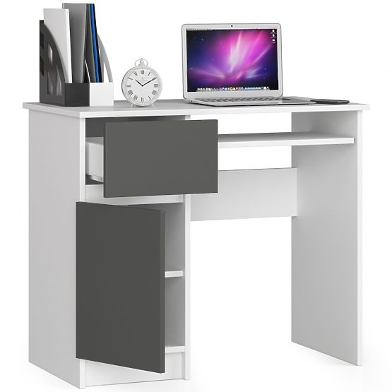 BUREAU D'ORDINATEUR PIKSEL BLANC / GRIS - GAUCHE