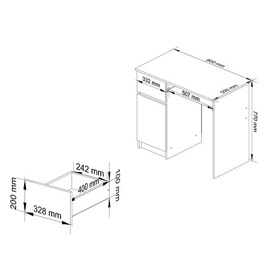 BUREAU D'ORDINATEUR PIKSEL BLANC / GRIS - GAUCHE