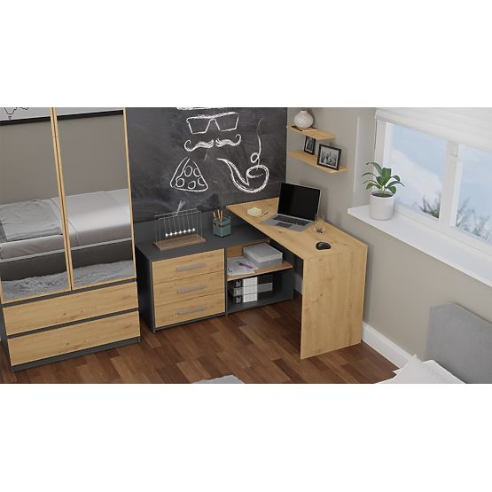 Bureau DANY ANTHRACITE CHÊNE ARTISAN