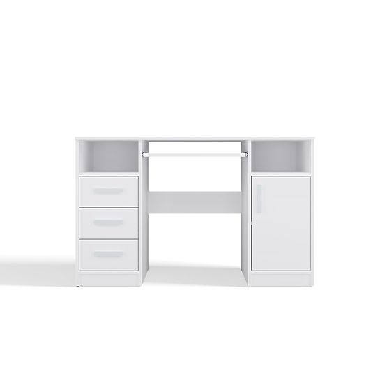 BUREAU DELTA BLANC 120 cm 3 Tiroirs Armoire Étagère Pour Bureau Chambre Pour Ordinateur Portable