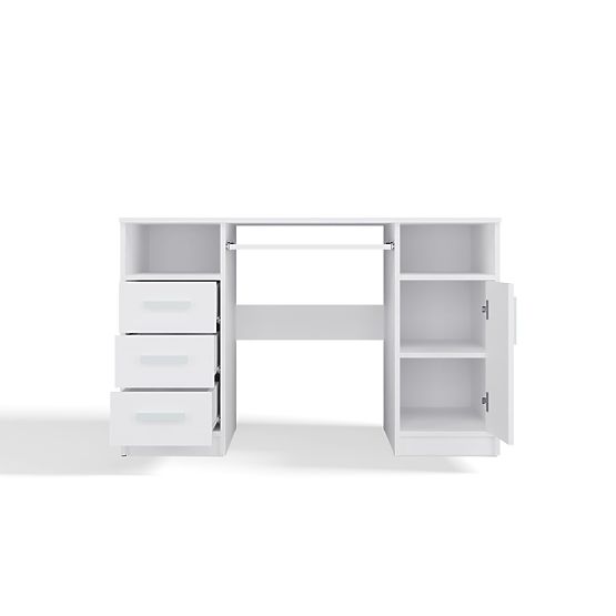 BUREAU DELTA BLANC 120 cm 3 Tiroirs Armoire Étagère Pour Bureau Chambre Pour Ordinateur Portable