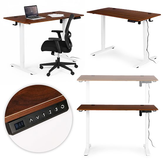 Bureau électrique réglable 120x60 cm, hauteur réglable 72-117 cm ModernHome