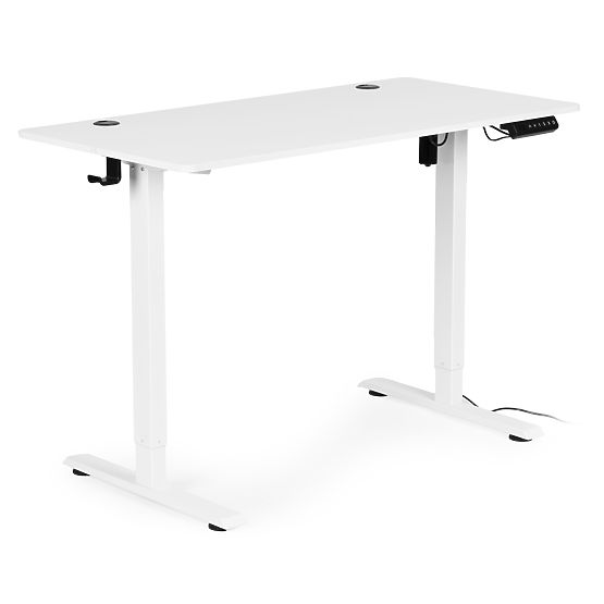Bureau électrique réglable en hauteur 120x60 cm, hauteur 72-117 cm, blanc ModernHome