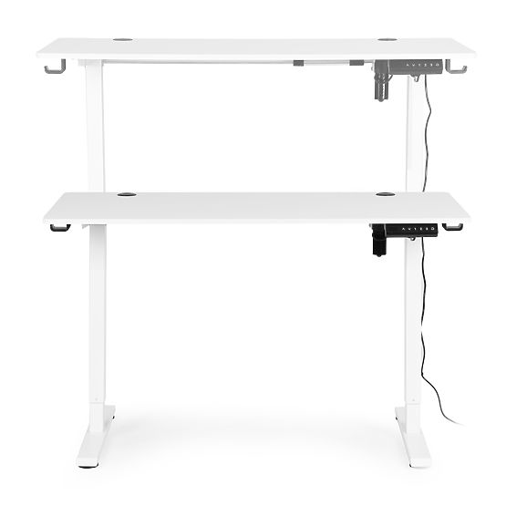 Bureau électrique réglable en hauteur 120x60 cm, hauteur 72-117 cm, blanc ModernHome