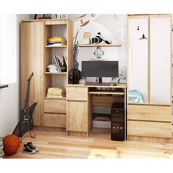 BUREAU INFORMATIQUE 90 cm PIXEL GAUCHE CHÊNE SONOMA