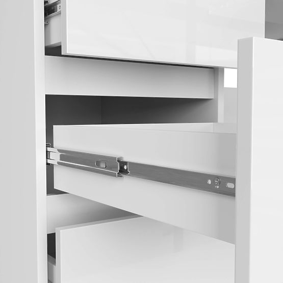 BUREAU INFORMATIQUE A-11 135 cm 6 TIROIRS PK BLANC / BLANC BRILLANT