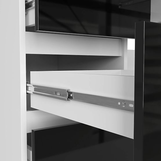 BUREAU INFORMATIQUE A-11 135 cm 6 TIROIRS PK BLANC / NOIR BRILLANT