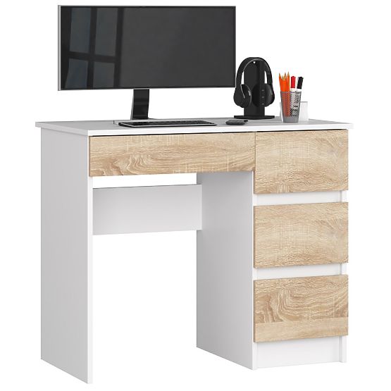 BUREAU INFORMATIQUE A-7 90 cm DROIT PK BLANC / SONOMA