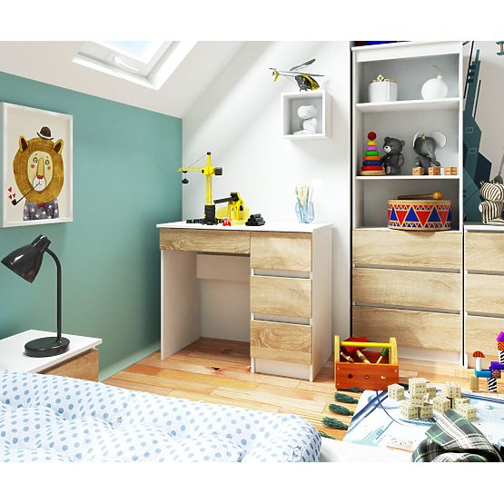 BUREAU INFORMATIQUE A-7 90 cm DROIT PK BLANC / SONOMA