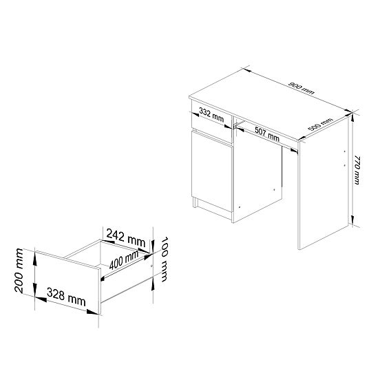 BUREAU INFORMATIQUE PIKSEL PK CHÊNE CRAFT - GAUCHE