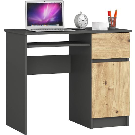 BUREAU INFORMATIQUE PIKSEL PK GRIS / CHÊNE ARTISAN - DROIT