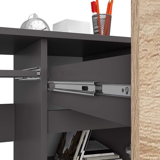 BUREAU INFORMATIQUE PIKSEL PK GRIS / CHÊNE SONOMA - DROIT